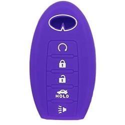 SEGADEN Silicone Cover Protector Case Holder Skin Jacket Compatible with INFINITI Q60 QX80 JX35 5 Button Smart Remote Key Fob CV4506 Deep Purple