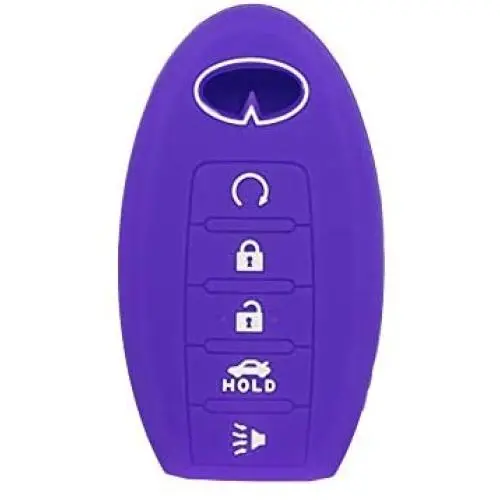 SEGADEN Silicone Cover Protector Case Holder Skin Jacket Compatible with INFINITI Q60 QX80 JX35 5 Button Smart Remote Key Fob CV4506 Deep Purple