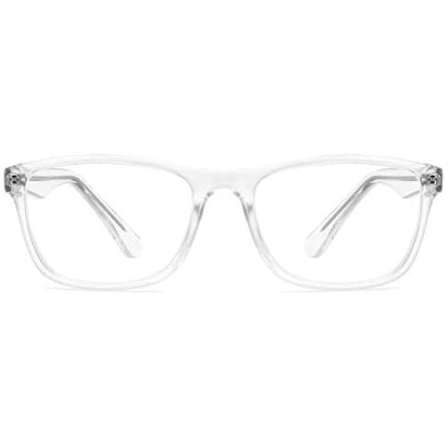 Blue Light Blocking Reading Glasses DONGDI Unisex Anti Eye Strain Computer Reading Frames with Spring Hinge Reading Eyewears for Women Men (Transparent,+2.5)
