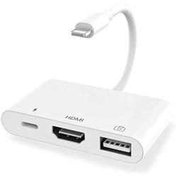HDMI Adapter, 3 in 1 USB Camera Adapter with 1080P Digital AV HDMI Adapter + Charging Splitter, Support USB Flash Drive, MIDI Keyboard, Mouse, Ethernet Adapter