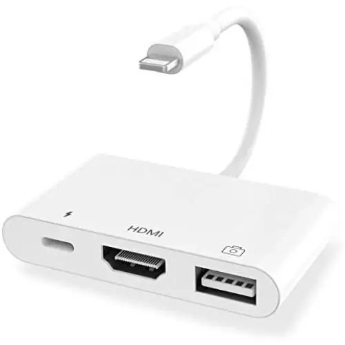 HDMI Adapter, 3 in 1 USB Camera Adapter with 1080P Digital AV HDMI Adapter + Charging Splitter, Support USB Flash Drive, MIDI Keyboard, Mouse, Ethernet Adapter