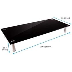 Monoprice Medium Multimedia Desktop Stand, Black Glass 25.6'' x 11.0'' - Stand & Riser, Laptop Stand, Desktop TV Stand, Dual Monitors w/Height Adjustable Legs - Workstream Collection (116360)