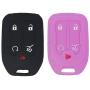 LemSa 2Pcs Silicone Keyless Entry Remote Car Smart Key Fob for GMC Acadia Terrain Yukon Chevrolet Suburban Tahoe HYQ1AA 13584502 1551A-AA, Black Purple