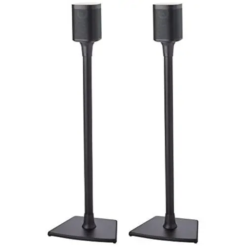 Sanus Wireless Sonos Speaker Stand for Sonos One, Play:1, Play:3 - Audio-Enhancing Design with Built-in Cable Management - Pair (Black) - WSS22-B1 Sanus Wireless Sonos Speaker Stand for Sonos One, Play:1, Play:3 - Audio-Enhancing Design with Built-in Cable Management - Pair (Black) - WSS22-B1