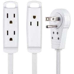 MAXIMM NEW 360 Degree Rotating Flat Extension Cord 1 FT Multi 3 Outlet Power cord Grounded 16 AWG UL Approved
