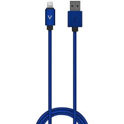 vCharged Blue 2 FT MFi Certified iPhone Charger Compatible with AirPods, iPad & iPhone - for Car Chargers, PowerBanks & Less Cable Length