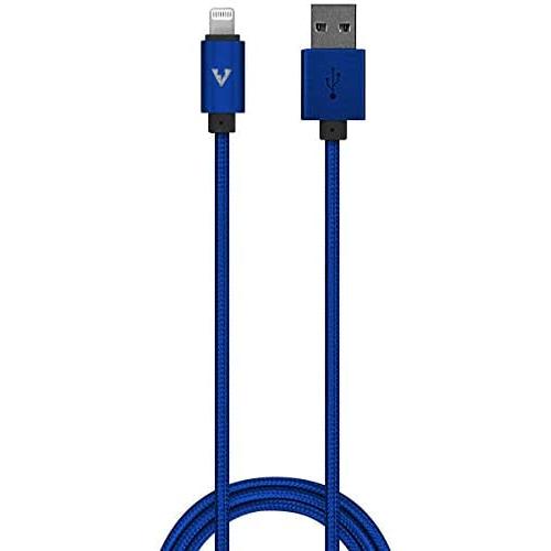 vCharged Blue 2 FT MFi Certified iPhone Charger Compatible with AirPods, iPad & iPhone - for Car Chargers, PowerBanks & Less Cable Length