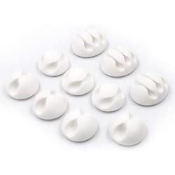 Cable Clips 3M Adhesive, Multipurpose Cord Organizer for Cable Management - White Combo Pack with 10 Reusable Cable Ties