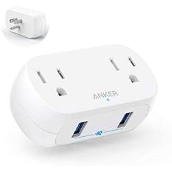 Anker AC Outlet and USB Wall Plug, PowerExtend USB Plug 2 Mini Wall Charger with 2 outlets, 2 USB Ports and PowerIQ Technology