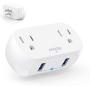 Anker AC Outlet and USB Wall Plug, PowerExtend USB Plug 2 Mini Wall Charger with 2 outlets, 2 USB Ports and PowerIQ Technology