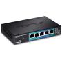 TRENDnet 5-Port Gigabit PoE+ Powered EdgeSmart Switch with PoE Pass Through, TPE-P521ES, 1 x Gigabit PoE+ Input, 2 x Gigabit PoE Output, 2 x Gigabit, 18W PoE Budget, Managed Switch, Wall-Mountable