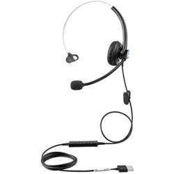USB Plug Hands-Free Call Center Noise Cancelling Corded Monaural Headset Headphone with Mic Mircrophone for Both Office PC VOIP Softphone and Telephone with USB Plug for Headset
