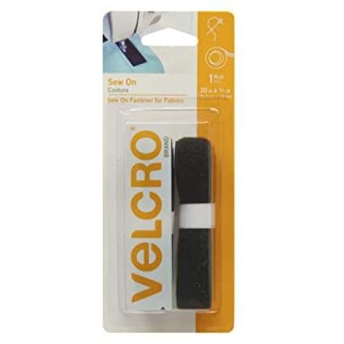 VELCRO Brand Sew On Fabric Tape for Alterations and Hemming | No Ironing or Gluing | Ideal Substitute for Snaps and Buttons, 30in x 3/4in