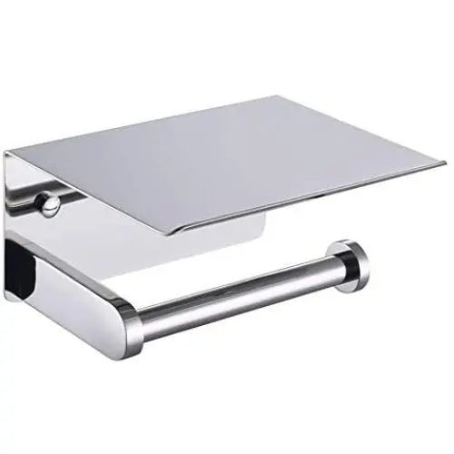 APLusee Toilet Paper Holder with Phone Shelf Polished Chrome, SUS 304 Stainless Steel Bathroom Accessories Tissue Roll Dispenser Storage Wall Mounted APLusee Toilet Paper Holder with Phone Shelf Polished Chrome, SUS 304 Stainless Steel Bathroom Accessories Tissue Roll Dispenser Storage Wall Mounted