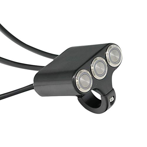LMoDri Universal Motorcycle Switches Waterproof Aluminum Alloy 3 Buttons 22mm 7/8'' Handlebar Mount for Headlight Hazard Brake Fog Light ON-Off with Led Indicator Modification DIY