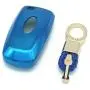 Royalfox(TM) 3 4 5 Buttons TPU Smart keyless Entry Remote Key Fob case Cover Keychain for 2017 2018 2019 2020 Ford Mustang Explorer Edge Fusion Mondeo F150 F250 F350 F450 F550 (Blue)