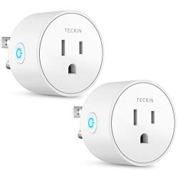 Smart Plug Works with Alexa, Google Assistant, SmartThings for Voice Control, Teckin Mini Smart Outlet Home Automation Modules, No Hub Required, FCC ETL Certified,Only Supports 2.4GHz Network