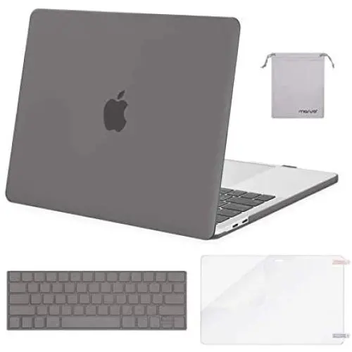 MOSISO Compatible with MacBook Pro 13 inch Case 2016-2020 Release A2338 M1 A2289 A2251 A2159 A1989 A1706 A1708, Plastic Hard Shell Case&Keyboard Cover Skin&Screen Protector&Storage Bag, Gray