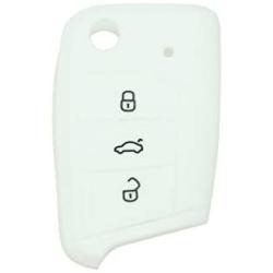 SEGADEN Silicone Cover Protector Case Skin Jacket Compatible with VOLKSWAGEN 3 Button Flip Remote Key Fob CV9803 White