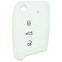 SEGADEN Silicone Cover Protector Case Skin Jacket Compatible with VOLKSWAGEN 3 Button Flip Remote Key Fob CV9803 White