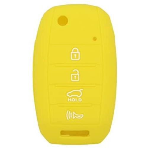 SEGADEN Silicone Cover Protector Case Holder Skin Jacket Compatible with KIA 4 Button Flip Remote Key Fob CV2154 Yellow