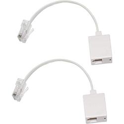 URBEST 2 Pcs RJ45 8P4C Plug to RJ11 6P4C Female M/F Telephone Ethernet Adapter (White)