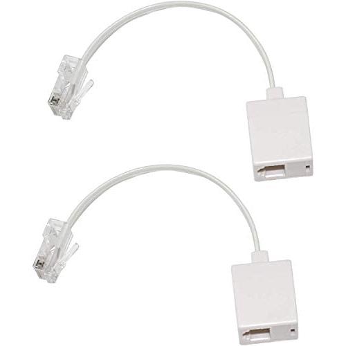 URBEST 2 Pcs RJ45 8P4C Plug to RJ11 6P4C Female M/F Telephone Ethernet Adapter (White)