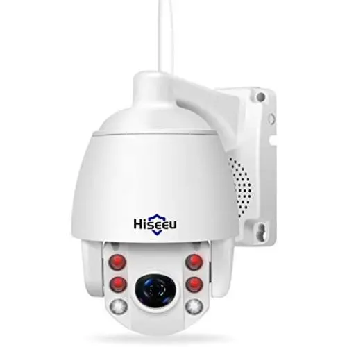 3MP HD Outdoor Wireless Security Camera,Pan Tilt Zoom (5X Digital) 2K,Two-Way Audio,IP66 Waterproof,Motion Detection,with Floodlights Color Night Vision,Compatible Hiseeu Wireless Camera System
