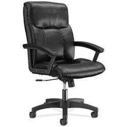 HON HVL151.SB11 Leather Executive Chair - High-Back Computer Chair for Office Desk, Black (VL151)