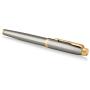 Parker IM Rollerball Pen, Brushed Metal and Gold with Fine Point Black Ink Refill (1975542)