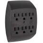 GE 6 Adapter, 3 Prong Outlets, Grounded, Wall Charger, Charging Station, Black, 54840, 1 Pack