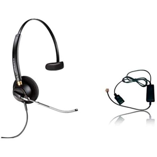 Plantronics HW510 Headset Bundle Mono Noise-Canceling and Inteli Cord, Compatible with Yealink, Polycom, Mitel, Cisco, Nortel, Shoretel Phones (HW510 Mono Headset Bundle)