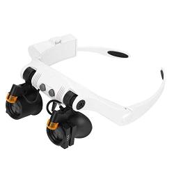 Multifunctional Head Mount LED 21 Combination Magnifier Lighted Headband Magnifying Glass with Replaceable Lens for Inspection Jewelry Clock Electronics Repair Glass Loupe