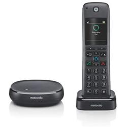 Motorola AXH01 DECT 6.0 Smart Cordless Phone and Answering Machine with Alexa Built-in – 1 Cordless Handset Included