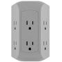 GE UltraPro 6-Outlet Surge Protector Adapter Spaced, 3-Prong Power Strip Wall Tap, Charging Station, Side Access, Gray, 47823