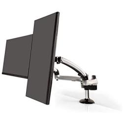 Ergotech Dual Freedom Arm, Includes Two Aluminum Articulating Arms, 8.4-17.8 lbs. Weight Capacity per Arm, Suitable for Monitors up to 27 inches, VESA Compatible 75×75, 100×100, Silver
