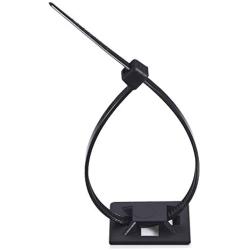 100 Pack Zip Tie Adhesive Mounts Self Adhesive Cable Tie Base Holders with Multi-Purpose Cable Tie (Length 150 mm, Width 2 cm, Black)