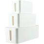 YaeCCC Cable Management Organizer Box Power Strips Hider Power Cords Hider for Desk, TV, Computer, USB Hub,Cords (Set of Three) White