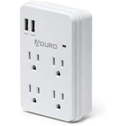 Aduro Surge Protector 4 Outlets Power Strip Station with (2 Ports 2.1A) USB Ports Multiple Outlet Splitter Extender Adapter ETL Listed