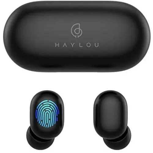 True Wireless Earbuds,Haylou GT1 Bluetooth 5.0 Sports HD Stereo Touch Control Ear Buds with IPX5 Waterproof/Fast Connection/Mini Case(Only 30g)/Total 12H Playtime (Black) (Black)