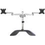 StarTech.com Dual Monitor Stand - Ergonomic Desktop Monitor Stand for up to 32'' VESA Displays - Free-Standing Articulating Universal Computer Monitor Mount - Adjustable Height - Silver (ARMDUALSS)