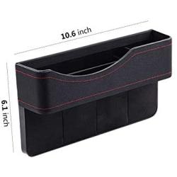 Puroregno Car Seat Gap,Seat Console Organizer Pocket,Car Seat Gap Storage Box Multi-Function Leather Car Water Cup Holder for Snacks, Electronics (Black)