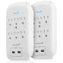 Fosmon 6 Outlet Surge Protector 1200J (2 Pack) with 3.1A Dual USB Ports Charger, Multi Plug Outlet Extender 1875 Watt, 3-Prong Grounded Wall Tap Splitter Adapter