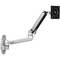 Amazon Basics Premium Wall Mount Computer Monitor and TV Stand - Lift Engine Arm Mount, Aluminum – Silver
