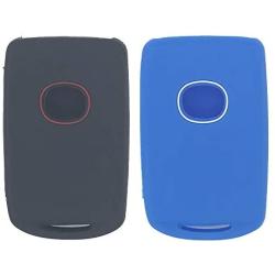 LemSa 2pcs Rubber Key Case Fob Cover Glove Skin Jacket Keyless Entry Protector Bag Compatible with Mazda 3 CX-30 CX-5 Mazda 6 2019 2020 WAZSKE11D01, Black+Blue
