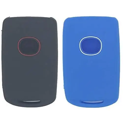 LemSa 2pcs Rubber Key Case Fob Cover Glove Skin Jacket Keyless Entry Protector Bag Compatible with Mazda 3 CX-30 CX-5 Mazda 6 2019 2020 WAZSKE11D01, Black+Blue