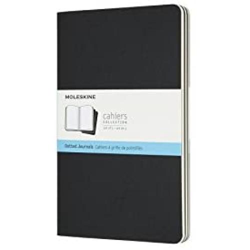 Moleskine Cahier Journal, Soft Cover, Large (5'' x 8.25'') Dotted, Black, 80 Pages (Set of 3)