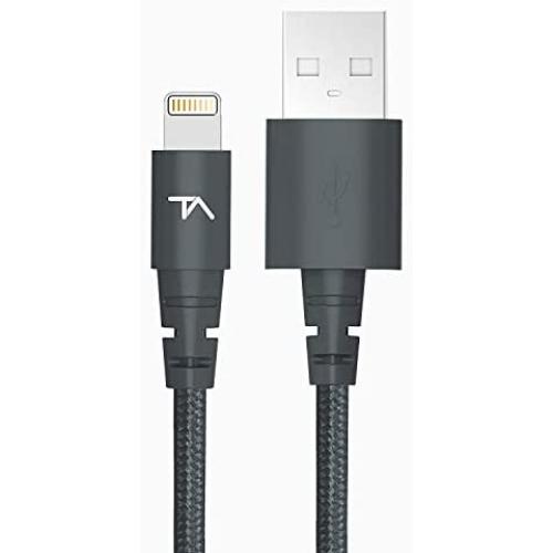 Tech Armor Apple MFi Certified Lightning Cable to USB A - 6FT Space Grey - Tough-Braided Extra-Strong Jacket - Sync/Charge iPhone & iPad