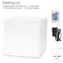Mr.Go 14-inch 35cm Rechargeable LED Color Cube Light Seat W/Remote Control Magic RGB Color Changing Side Table Stool Home Bedroom Patio Pool Party Mood Lamp Night Light Romantic Decorative Lighting