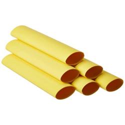 Heavy Wall Adhesive Lined Marine Grade Heat Polyolefin Shrink Tubing A81959-1'' ID - Yellow - 6 Inches - 6 Pack